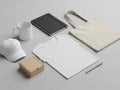 Minimalist workspace essentials arrangement Royalty Free Stock Photo