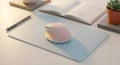 Mouse And Mousepad design workspace in minimal studio flat-lay Royalty Free Stock Photo