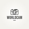 Minimalist world cam icon logo template vector illustration design . simple logo of the international photographer or world