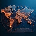 Minimalist World Map- Highlighted Routes Symbolizing Global Travel, Exploration, and Connec Generative AI