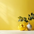 Minimalist Yellow Background With Nature-inspired Elements