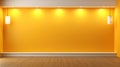 Minimalist yellow background with soft natural light for product presentation on wall and floor