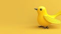 Minimalist yellow bird character on yellow.