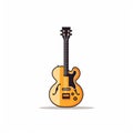 Minimalist Yellow Guitar Icon On White Background