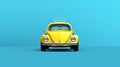 Minimalist Yellow Volkswagen Beetle On Blue Background Royalty Free Stock Photo