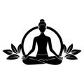 Minimalist Yoga Pose Silhouette Vector. Royalty Free Stock Photo