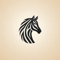 Minimalist Zebra Head Logo: Silhouette On Beige Background