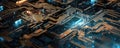 minimalistic abstract background with circuit board patterns and glowing lines, capturing the essence of technological panorama Royalty Free Stock Photo