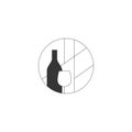 Minimalistic abstract black and white logo for alcoholic bar, shop, restaurant. Bottle and Glass for red wine. Nothing extra Royalty Free Stock Photo