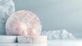 Minimalistic abstract composition with pink marble shapes and soft lighting. Modern design for styling, background, or decor Royalty Free Stock Photo