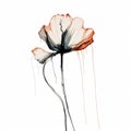 Minimalistic Abstract Flower Painting With Red Drip