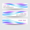 Minimalistic abstract futuristic flyer set with swoosh lines in blue to purple soft gradient.