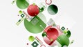 Minimalistic abstract vector design, layered geometric shapes circles, squares,