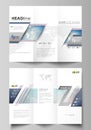 Minimalistic abstract vector illustration of editable layout of two creative tri-fold brochure