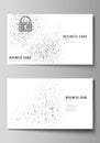 The minimalistic abstract vector layout of two creative business cards design templates. Binary code background. AI, big Royalty Free Stock Photo