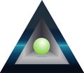 Minimalistic abstraction from a green ball and a triangle design business logo Royalty Free Stock Photo