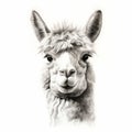 Minimalistic Alpaca Head Silhouette Sketch With A Single Pencil Stroke