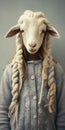 Minimalistic Analog Portrait: Boy Wearing Goat Mask In Vibrant Knitwear