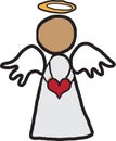 Angel holding a red heart, halo