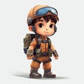 Minimalistic Animation of a Kid Soldier AI Generated