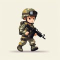 Minimalistic Animation of a Kid Soldier AI Generated