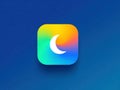 Minimalistic app icon for sleep improvement app, designed for GenZ Features a white crescent moon on a black background within a Royalty Free Stock Photo