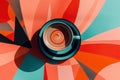 Minimalistic art deco coffee cup on colorful geometric background for modern design aesthetics Royalty Free Stock Photo