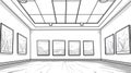 Minimalistic Art Drawing of a Minimalist Art Gallery with Skylights AI Generated