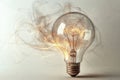Minimalistic artistic interpretation of a light bulb with abstract wire sparks