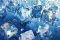 Minimalistic artistic representation of melting ice cubes on a reflective surface for design projects Royalty Free Stock Photo
