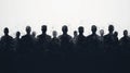 This minimalistic artwork depicts an abstract outline of a group of people, with each figure defined by sharp black outlines Royalty Free Stock Photo