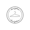 Minimalistic badge with hanger and handdrawn inscription slow fashion. Design element for packaging design and