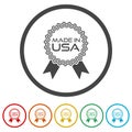 Minimalistic badge Made in USA ring icon, color set Royalty Free Stock Photo