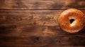 Minimalistic Bagel On Rustic Wooden Table - Stock Photo