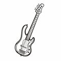 Minimalistic Bass Guitar Clip Art: Iconic And Raw Metallicity