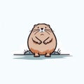 Minimalistic Beaver Cartoon Doodle Line Art