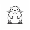 Minimalistic Beaver Cartoon Doodle Line Art