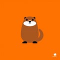Minimalistic Beaver Portrait On Orange Background