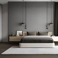 A minimalistic bedroom with a platform bed, neutral color palette, and a focus on simplicity1, Generative AI