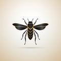 Minimalistic Bee Icon On Beige Background