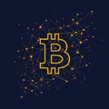 minimalistic bitcoin logo design with network points Royalty Free Stock Photo