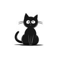 Minimalistic Black Cat Silhouette T-shirt Design Template