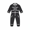 Minimalistic Black Coverall Vector Icon - Flat Design Jumpsuit Icon