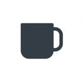 Minimalistic black icon of a coffee mug with a handle, set against a plain white Royalty Free Stock Photo