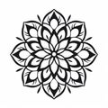 Minimalistic Black Mandala Flower Design: Serene Thai Art Sticker