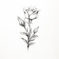 Minimalistic Black Pencil Drawing Of A Rose Flower Royalty Free Stock Photo