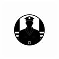 Minimalistic Black Silhouette Icon Of A Police Officer