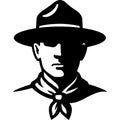 Minimalistic black silhouette of scoutmaster AI generated Royalty Free Stock Photo
