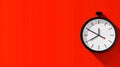 Minimalistic Black Wall Clock with White Dial on Vibrant Red Background Concept of Time Management, Urgency, and Deadlines