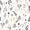 Minimalistic Black And White Botanical Pattern Design